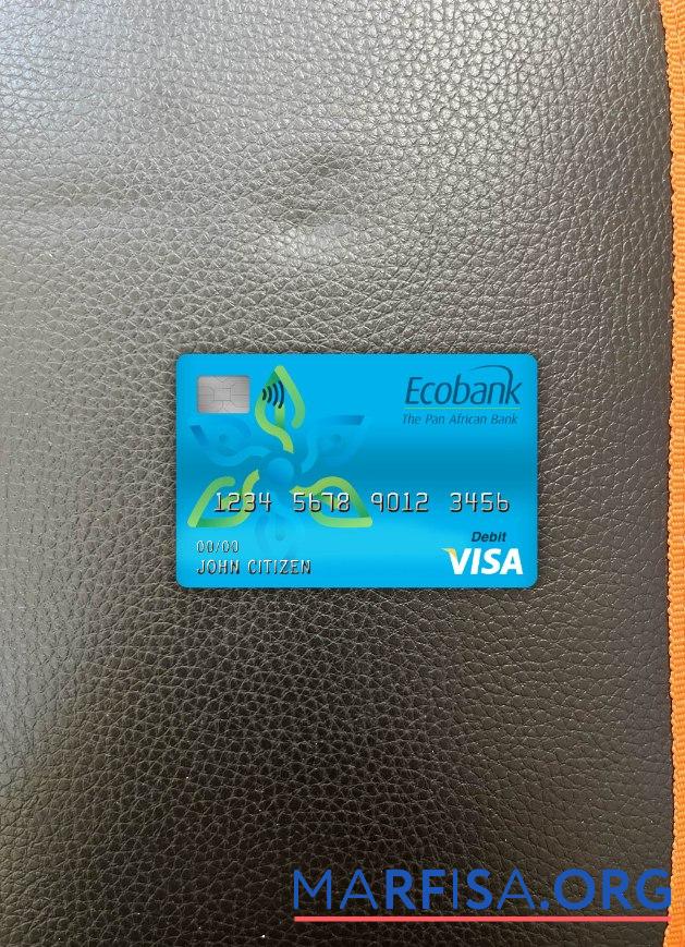 Realistic Cameroon Ecobank bank visa debit card photolook front template